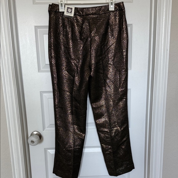 NEW Anne Klein Gold Straight Leg Trousers Sz 6 - Picture 6 of 11